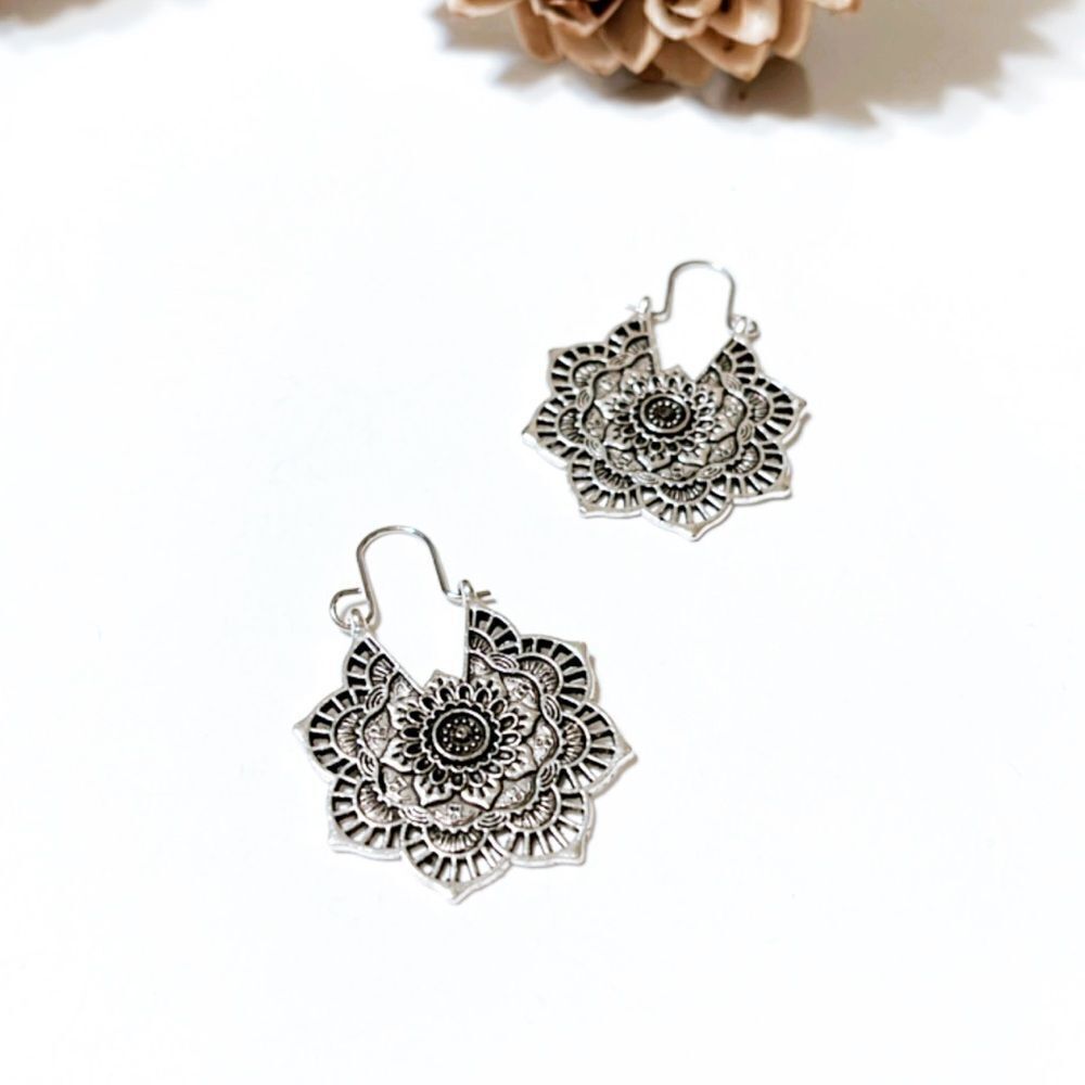 Boho statement hoop earrings M74 - Picture 4 of 7